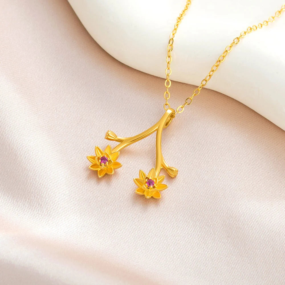 Custom Birthstone & Birthflower Ring Holder Necklace