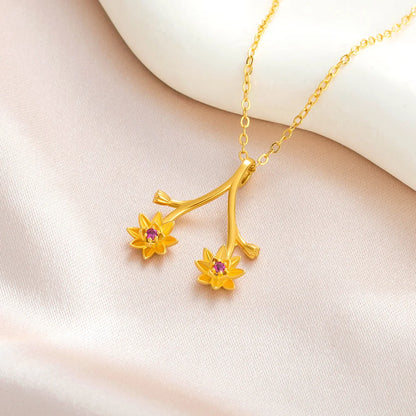Custom Birthstone & Birthflower Ring Holder Necklace