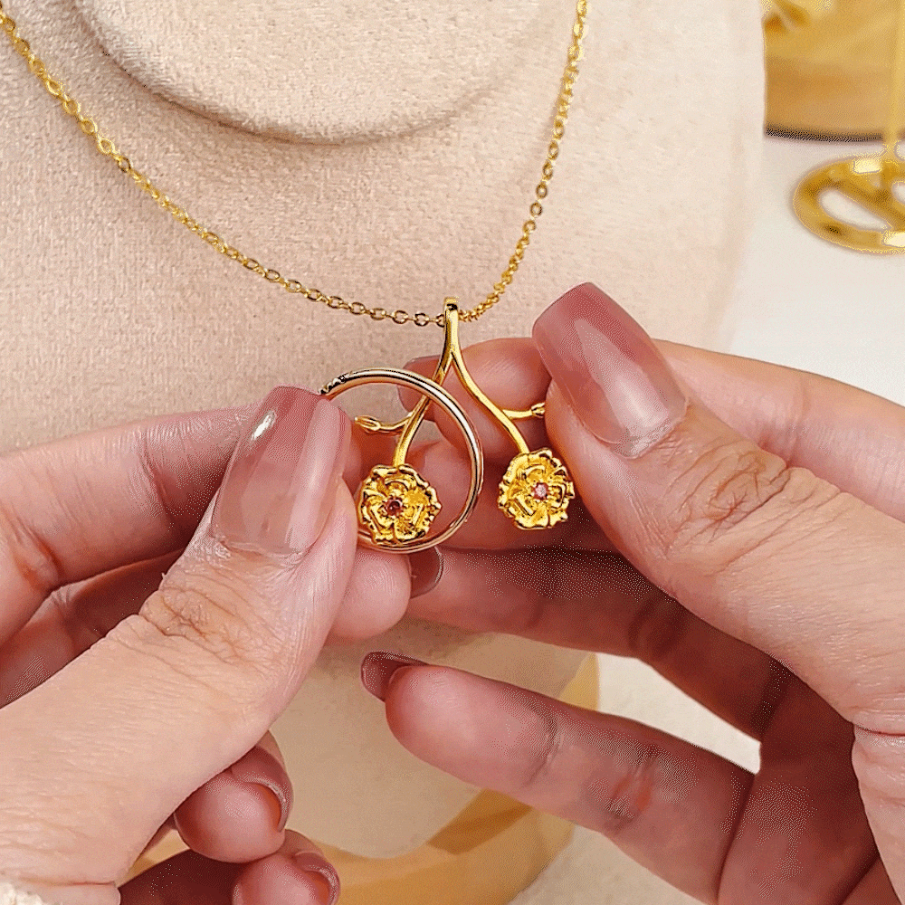 Custom Birthstone & Birthflower Ring Holder Necklace