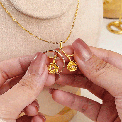 Custom Birthstone & Birthflower Ring Holder Necklace