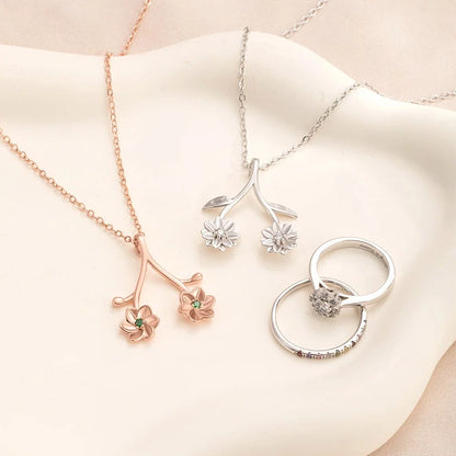 Custom Birthstone & Birthflower Ring Holder Necklace