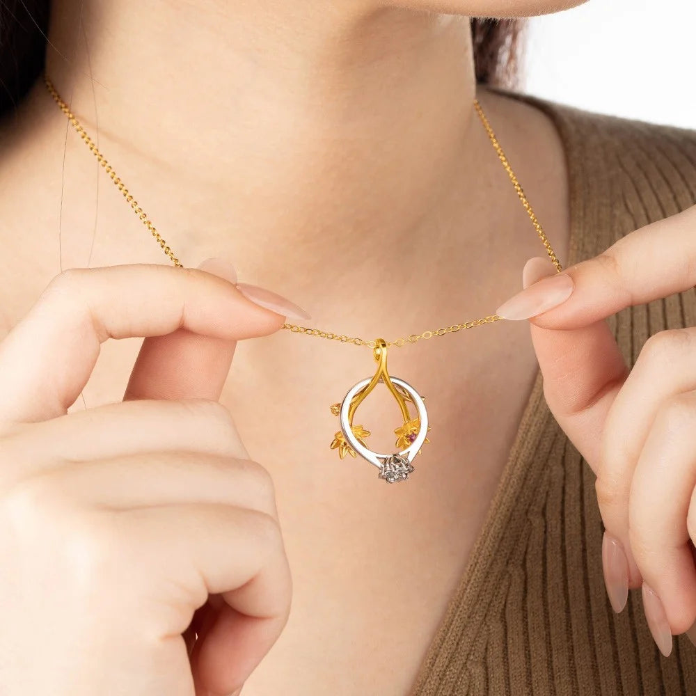 Custom Birthstone & Birthflower Ring Holder Necklace