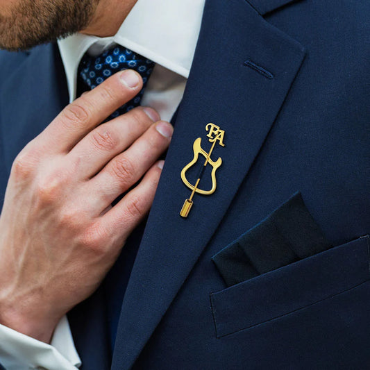 Custom Guitar Lapel Pin with Initials
