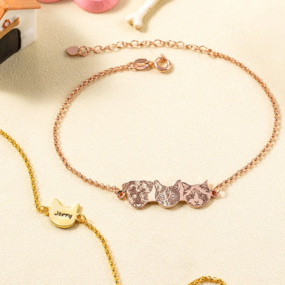 Pet Portrait Bracelet with Custom Names