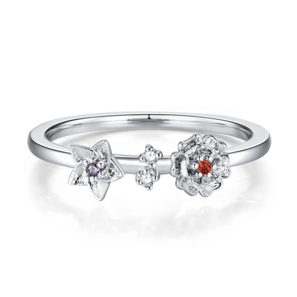 Multiple Birth Flowers Ring with Birthstones