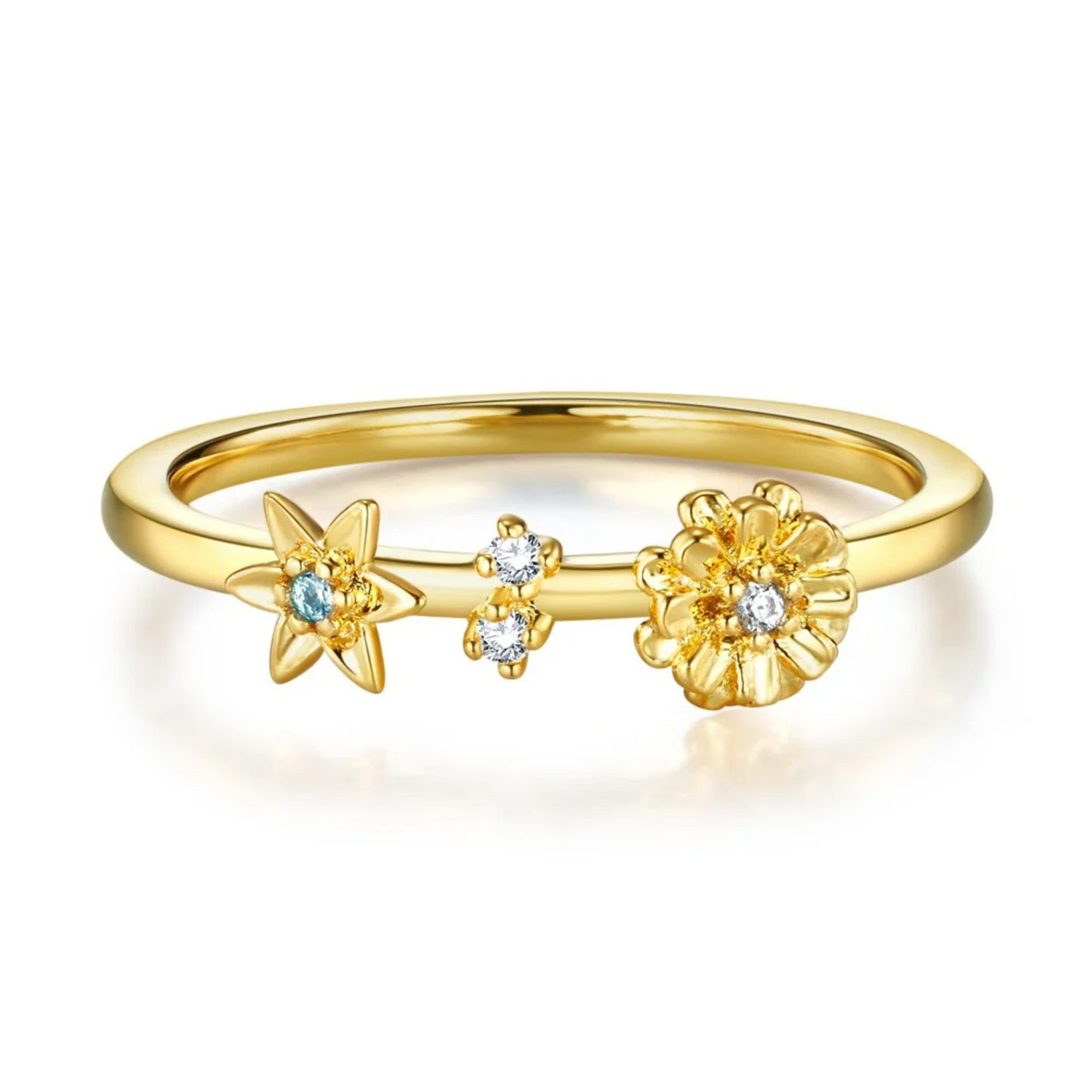 Multiple Birth Flowers Ring with Birthstones