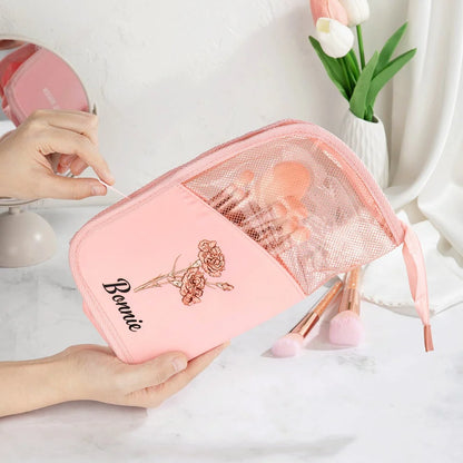 Custom Makeup Bag with 10 Pink Brushes