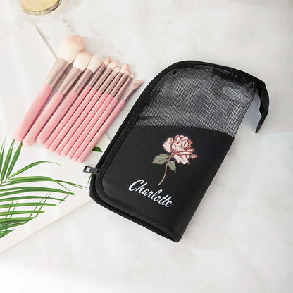 Custom Makeup Bag with 10 Pink Brushes