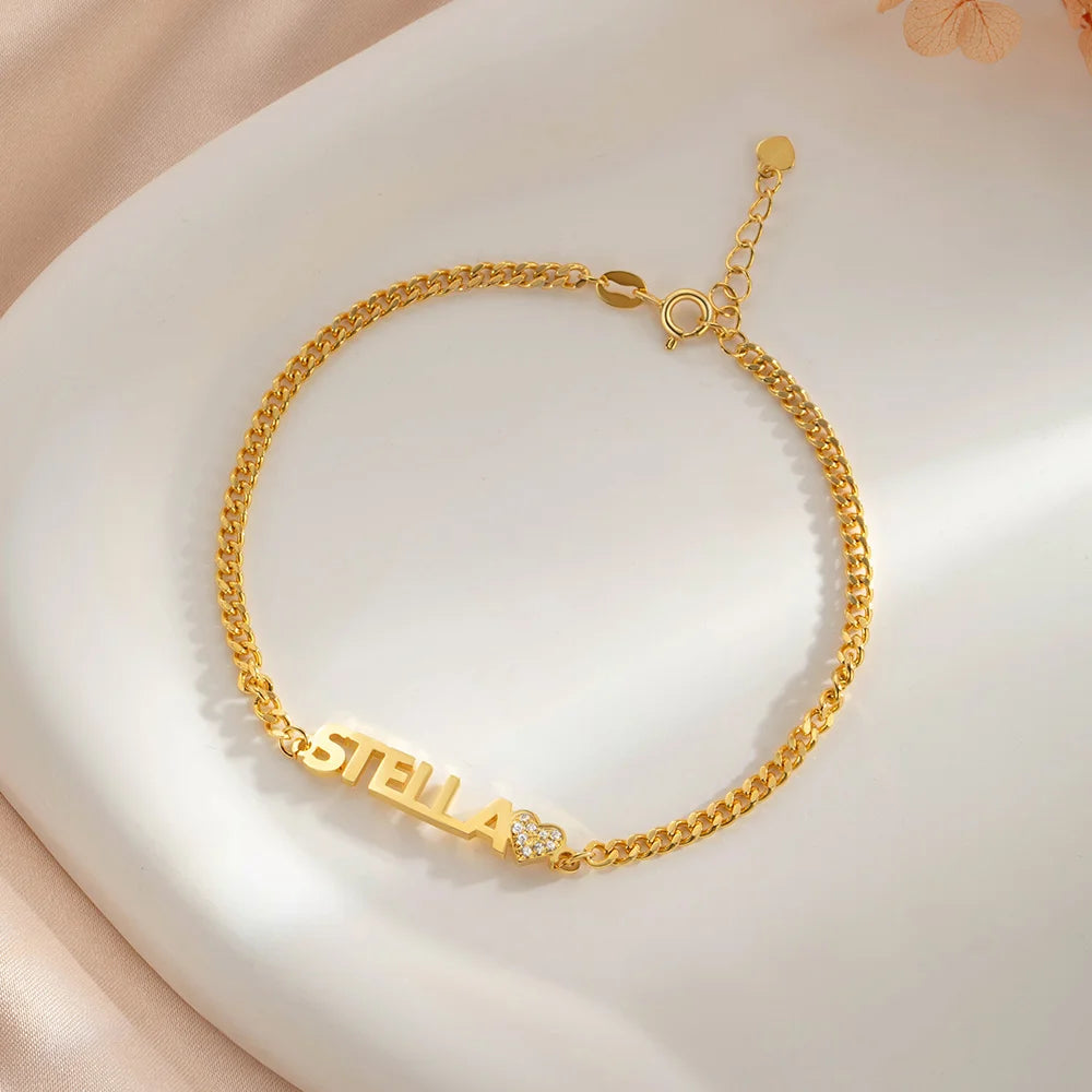 Custom Chunky Name Bracelet with Heart or Star