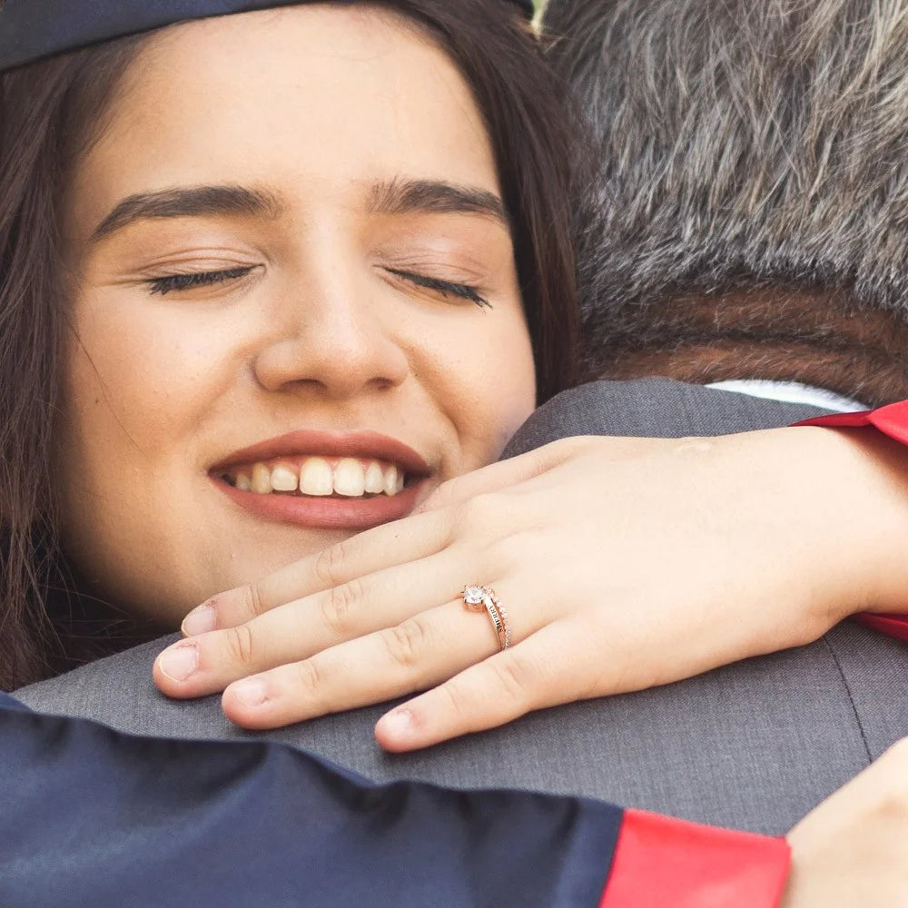 Custom Engraved Graduation Ring with Birthstone