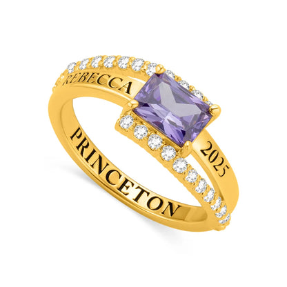 Personalized Square Birthstone Graduation Ring