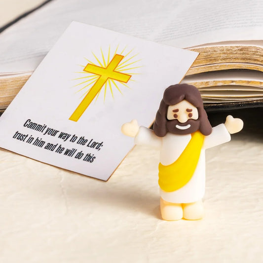 Miniature Jesus Figurine with Bible Verse Card