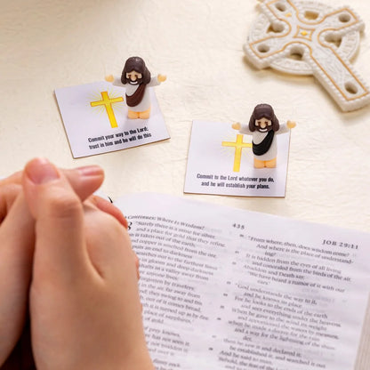 Miniature Jesus Figurine with Bible Verse Card