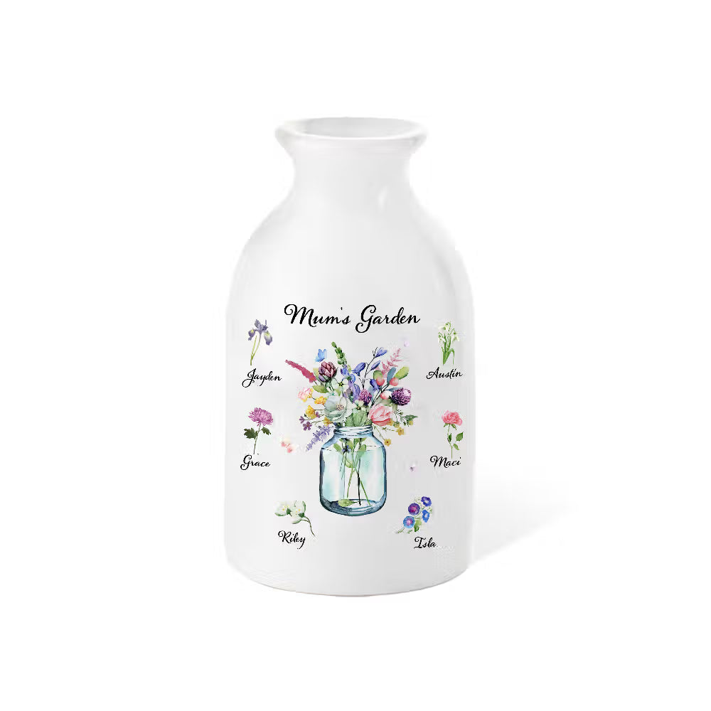 Personalized Watercolor Birth Flowers Vase