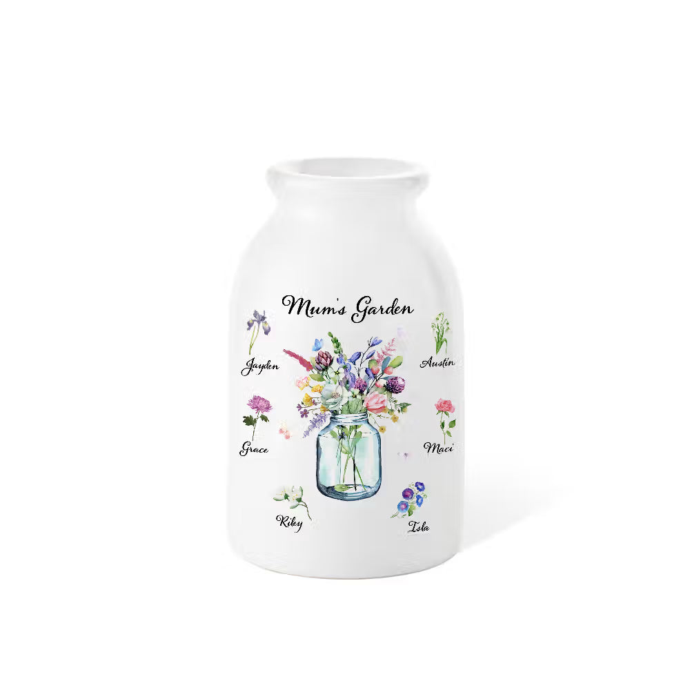 Personalized Watercolor Birth Flowers Vase