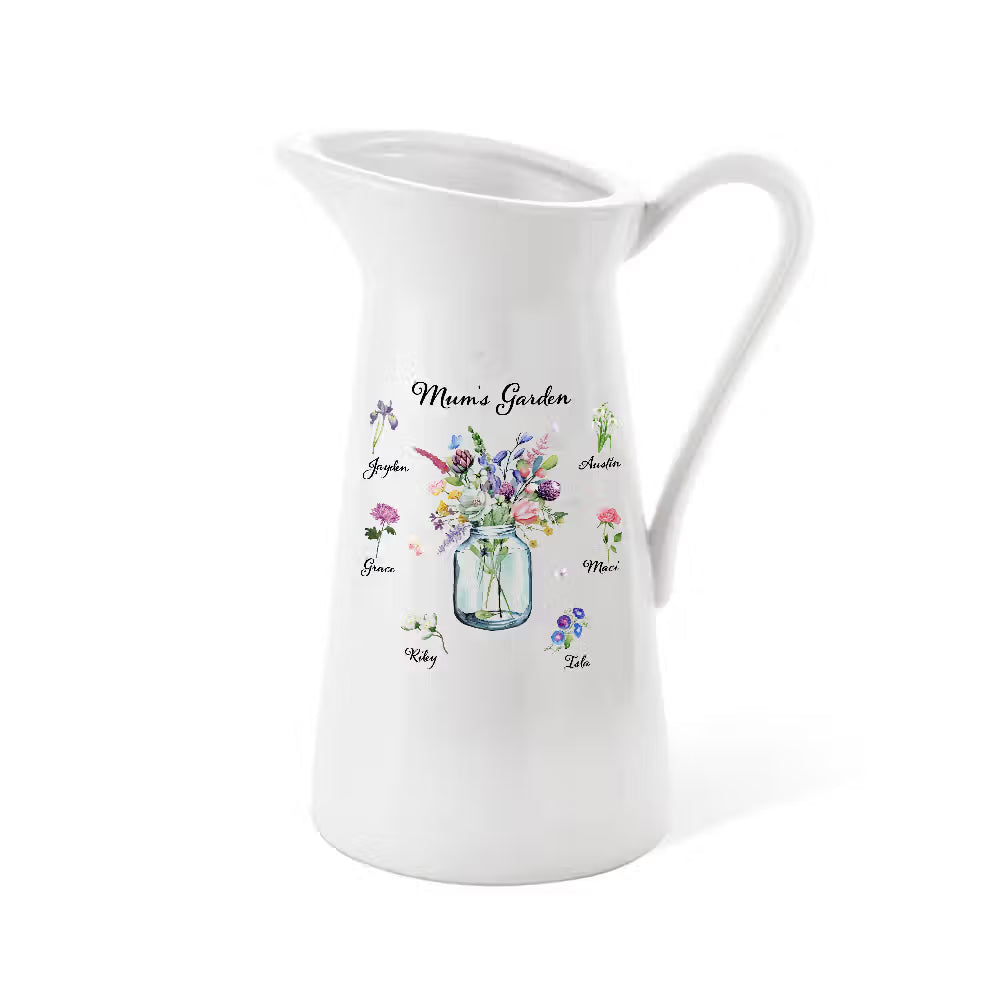 Personalized Watercolor Birth Flowers Vase
