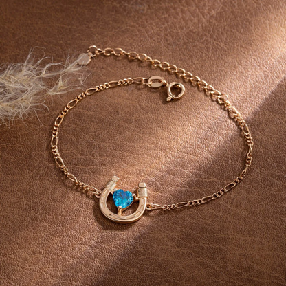 Birthstone Horseshoe Earrings & Bracelet Set