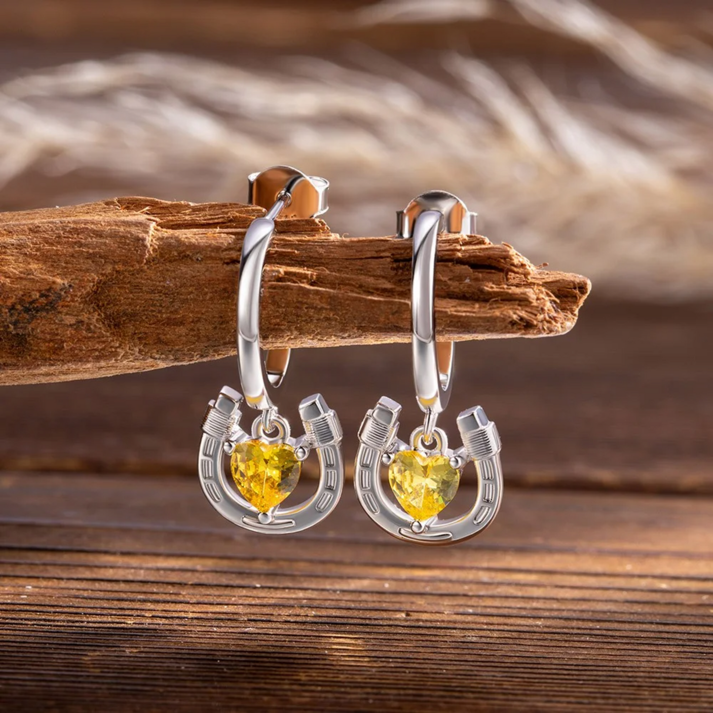 Birthstone Horseshoe Earrings & Bracelet Set