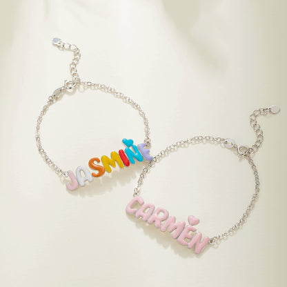 Personalized Enamel Bubble Name Bracelet, photo 1