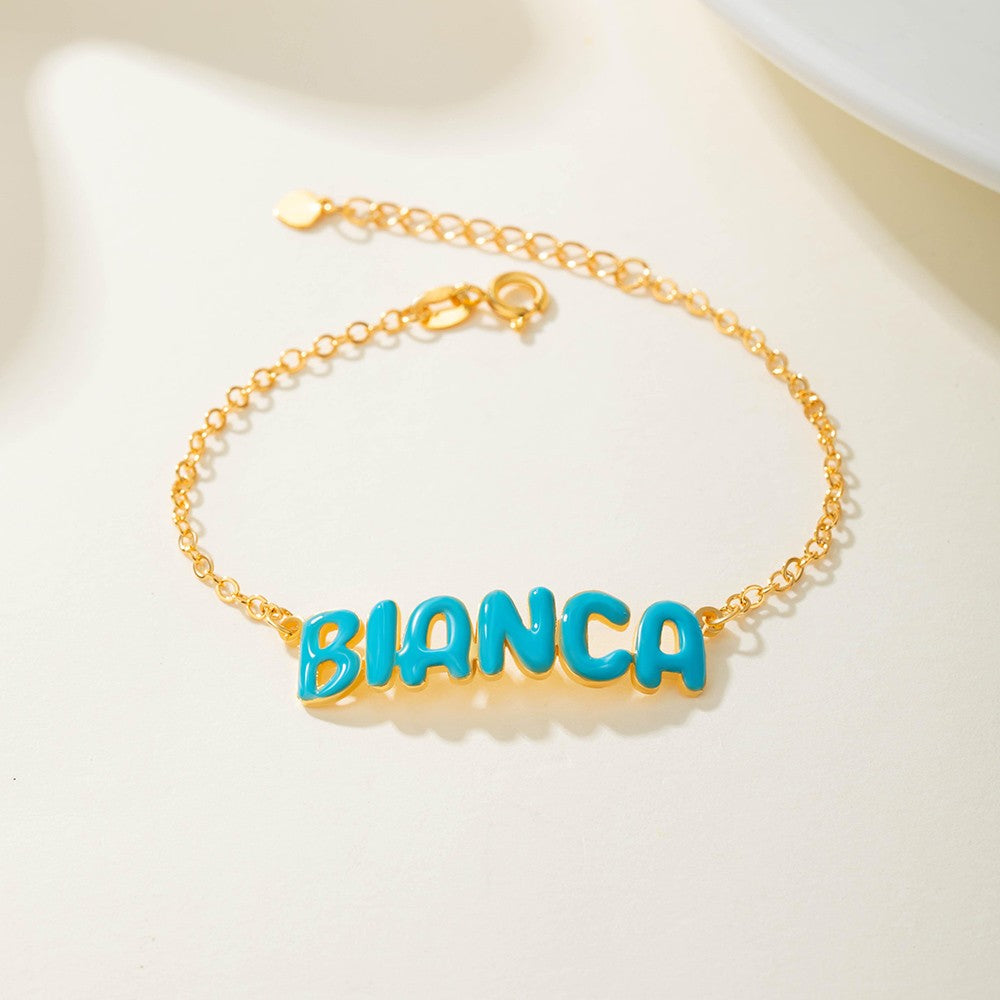 Personalized Enamel Bubble Name Bracelet, photo 2