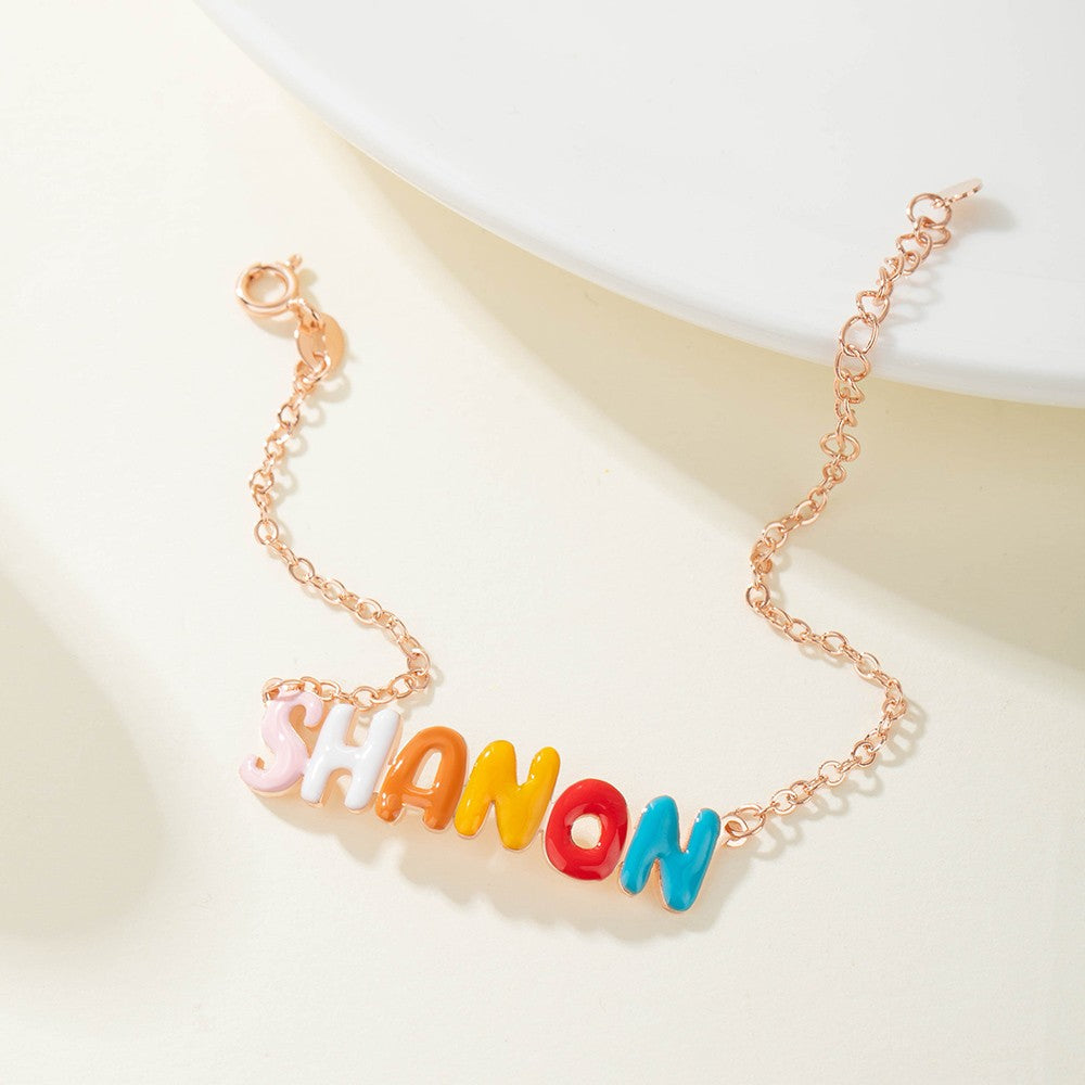 Personalized Enamel Bubble Name Bracelet, photo 3