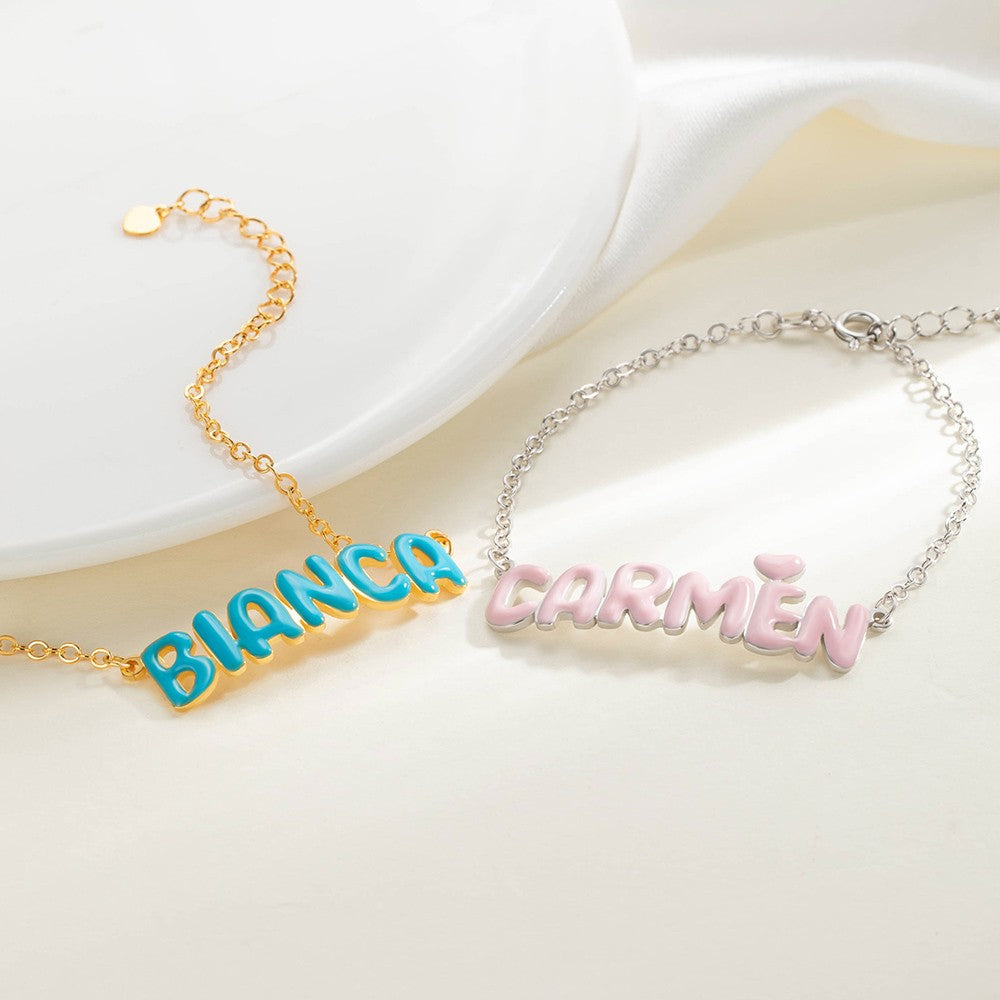 Personalized Enamel Bubble Name Bracelet, photo 4