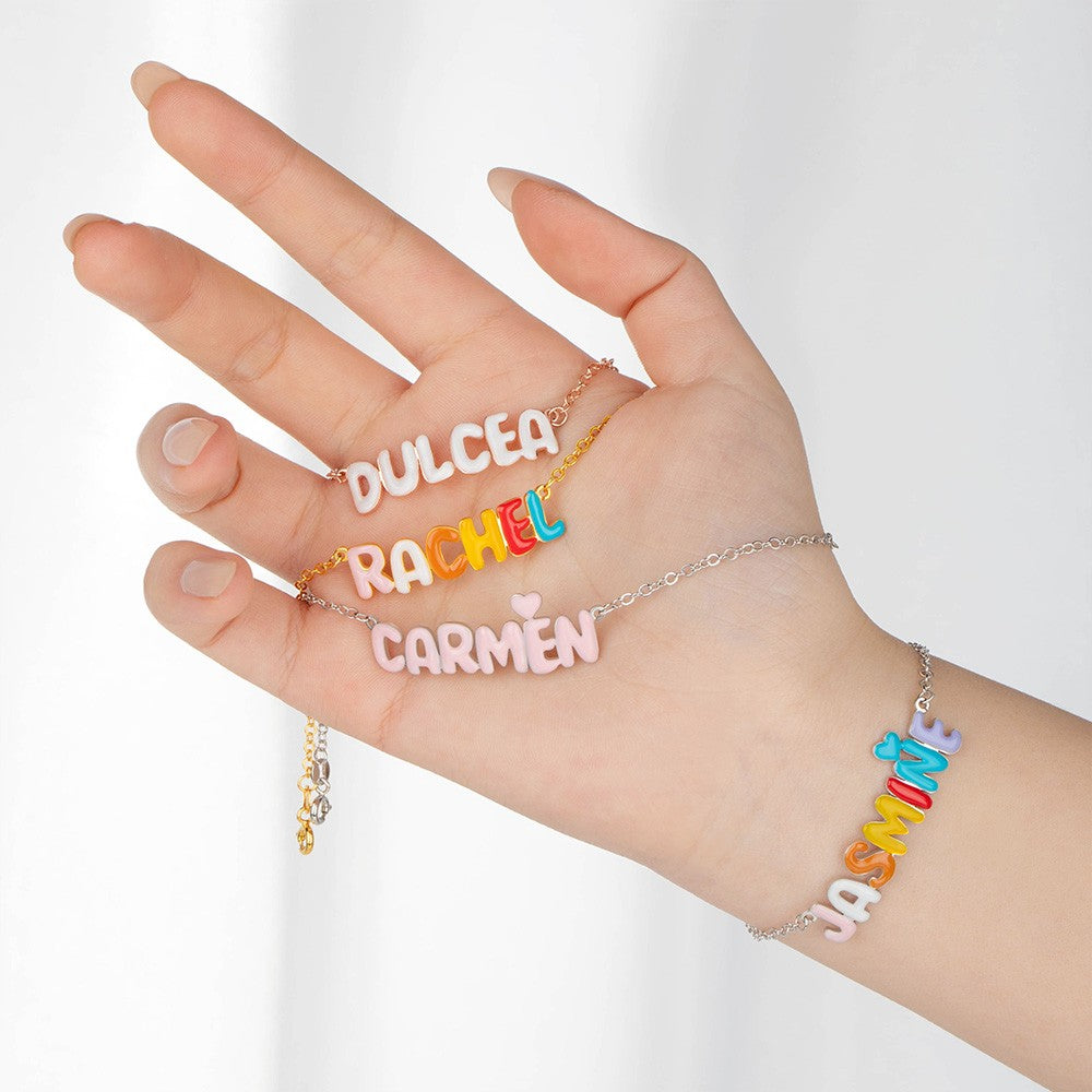 Personalized Enamel Bubble Name Bracelet, photo 6