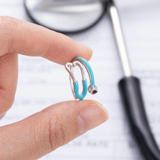Personalized Stethoscope Enamel Ring with Birthstone