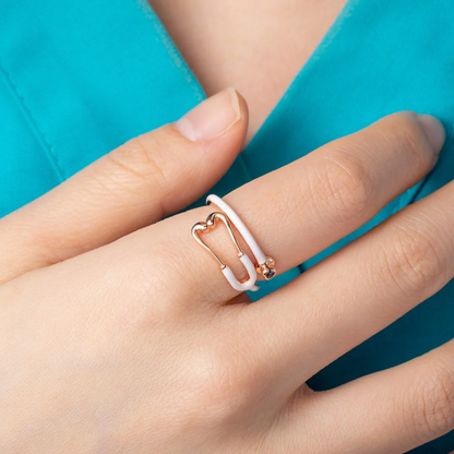 Personalized Stethoscope Enamel Ring with Birthstone