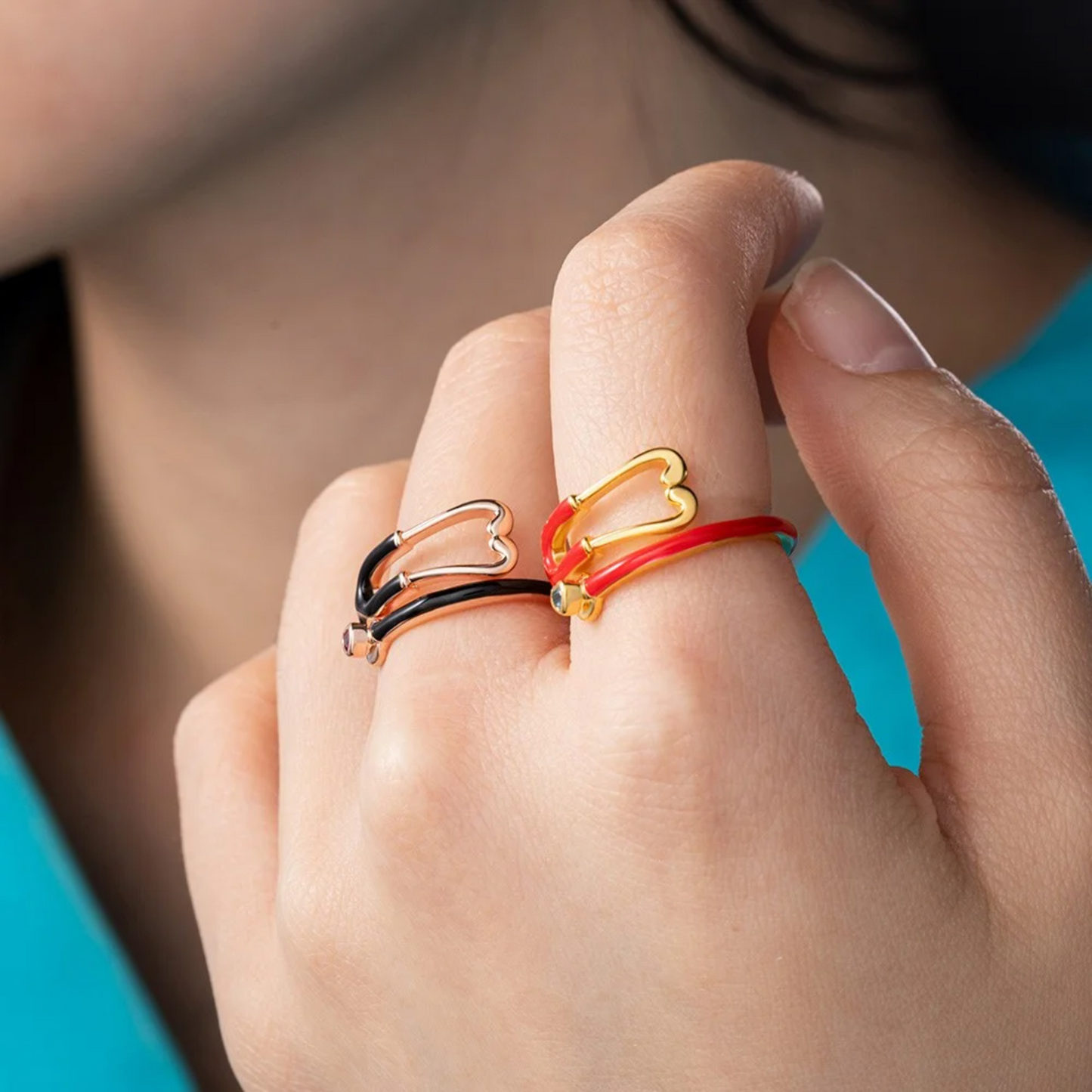 Personalized Stethoscope Enamel Ring with Birthstone