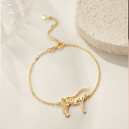 Custom Horse Silhouette Bracelet with Name