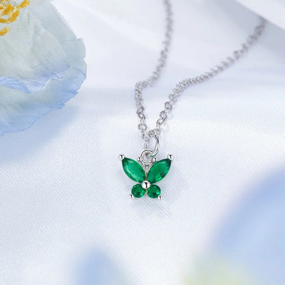 Personalized Tiny Butterfly Birthstone Necklace