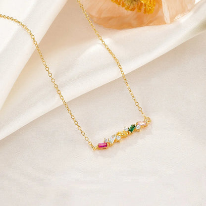 Personalized Baguette Birthstones Necklace