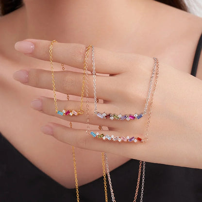 Personalized Baguette Birthstones Necklace