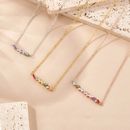 Personalized Baguette Birthstones Necklace