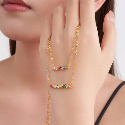 Personalized Baguette Birthstones Necklace