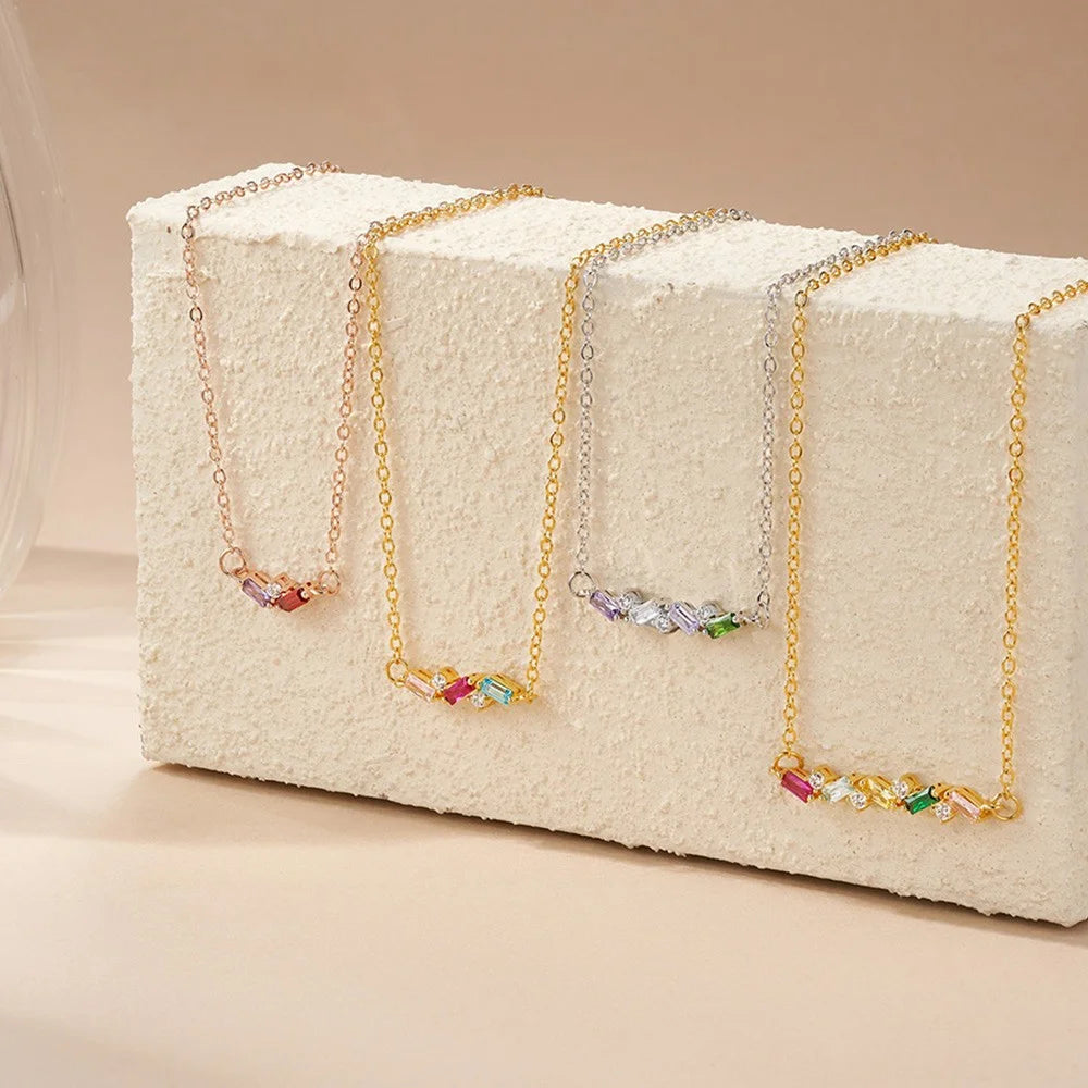 Personalized Baguette Birthstones Necklace