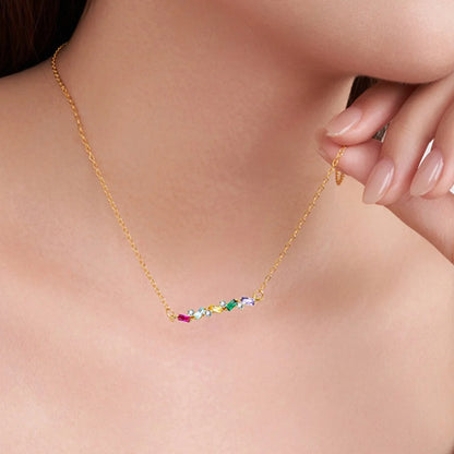 Personalized Baguette Birthstones Necklace