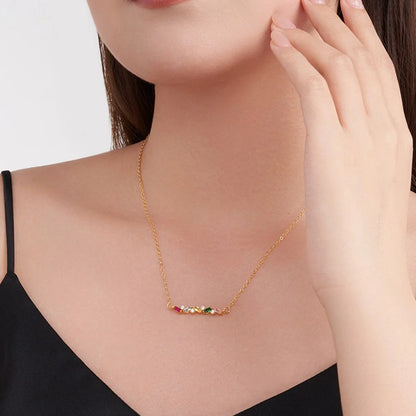 Personalized Baguette Birthstones Necklace