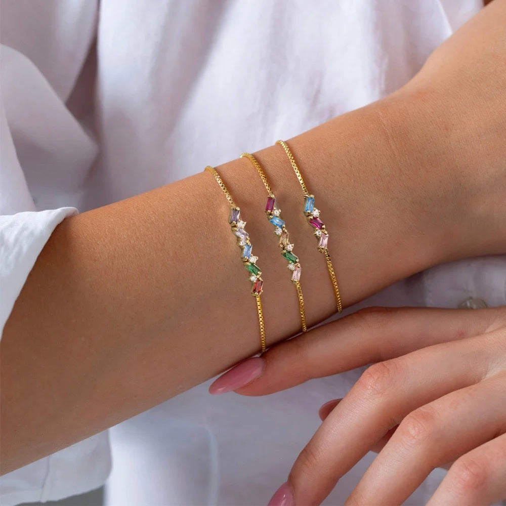 Personalized Baguette Birthstones Bracelet