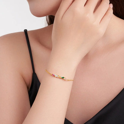 Personalized Baguette Birthstones Bracelet