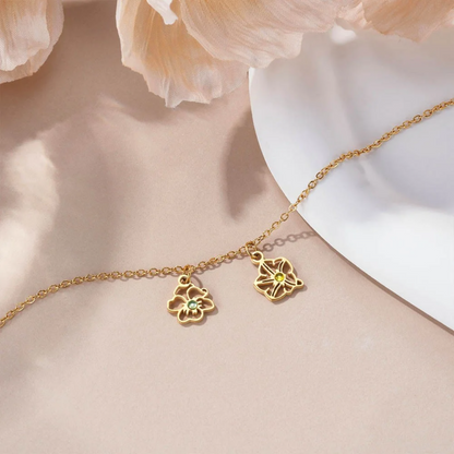 Birth Flower Charms Bracelet with Birthstones