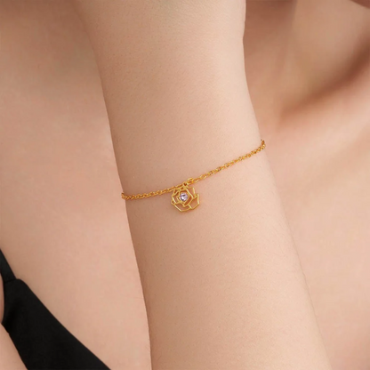 Birth Flower Charms Bracelet with Birthstones