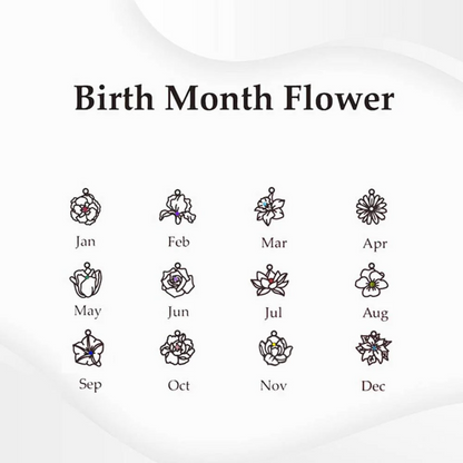 Birth Flower Charms Bracelet with Birthstones