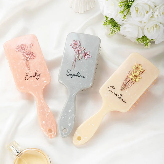 Personalized Birth Flower Hairbrush