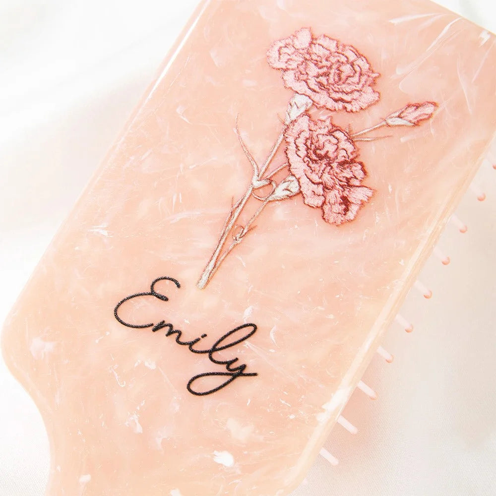 Personalized Birth Flower Hairbrush