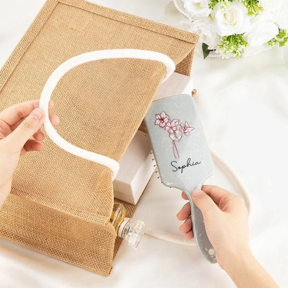 Personalized Birth Flower Hairbrush