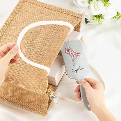 Personalized Birth Flower Hairbrush