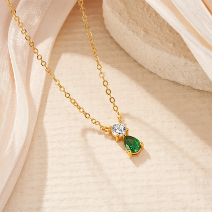 Personalized Tear Drop Birthstone Pendant Necklace