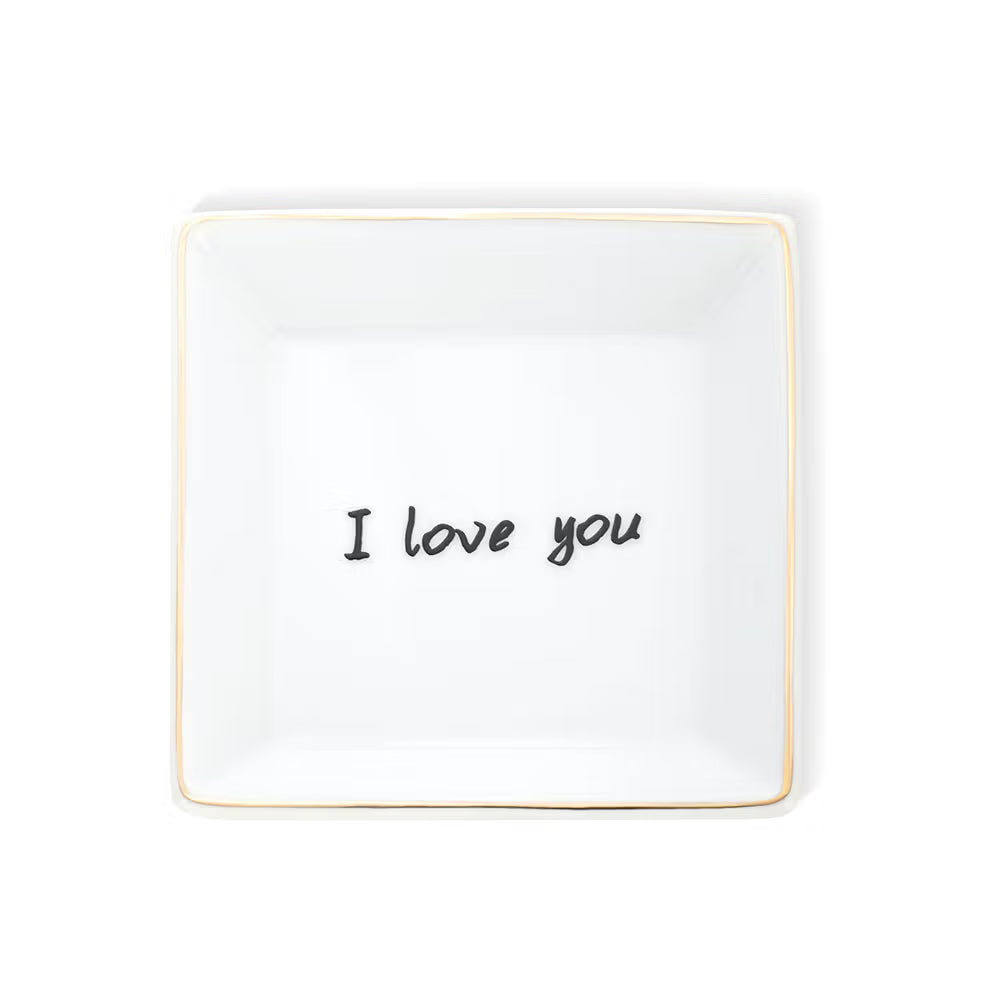 Custom Ceramic Jewelry Dish with Text or Handwriting Photo